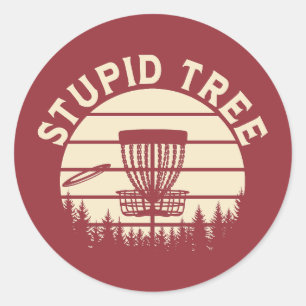Stupid Tree Funny Disk Golf Sports Runder Aufkleber