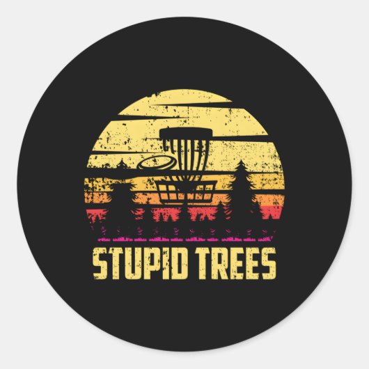 Stupid Trees Disc Golf Frisbee Golf Spaß Runder Aufkleber (Vorderseite)
