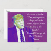 Stupid Trump zitiert Insulin-Bemerkungen aus der D Postkarte (Vorne/Hinten)