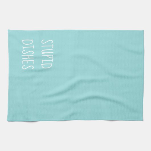 Stupiden Geschirr Funny Sarcastic Spaß Türkis Blau Geschirrtuch (Horizontal)