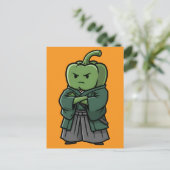 Sturdy Green Bell Pepper Samurai Bodyguard Postkarte (Stehend Vorderseite)