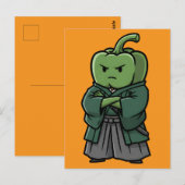 Sturdy Green Bell Pepper Samurai Bodyguard Postkarte (Vorne/Hinten)