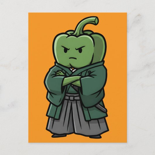 Sturdy Green Bell Pepper Samurai Bodyguard Postkarte (Vorderseite)