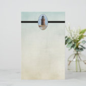 Sturdy Lighthouse an einer Felsküste im Winter Briefpapier (Stehend Vorderseite)