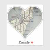 Sturgeon Bay Vintag Map Aufkleber (Blatt)