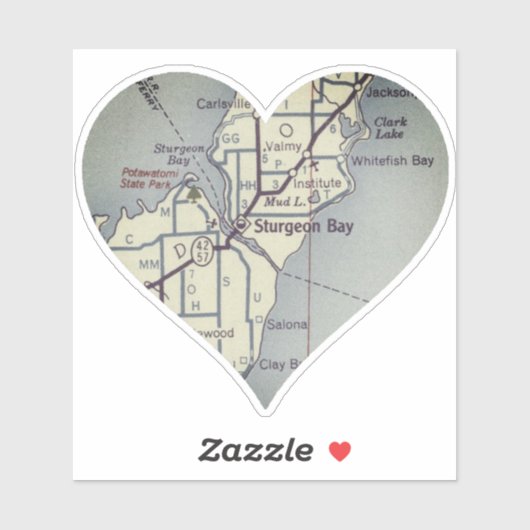 Sturgeon Bay Vintag Map Aufkleber (Blatt)