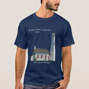 Sturgeon Point Leuchtturm Ausschnitt-Shirt dunkel T-Shirt