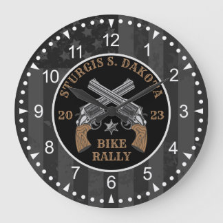 Sturgis Bike Kundgebung 2023 Crossed Guns Große Wanduhr