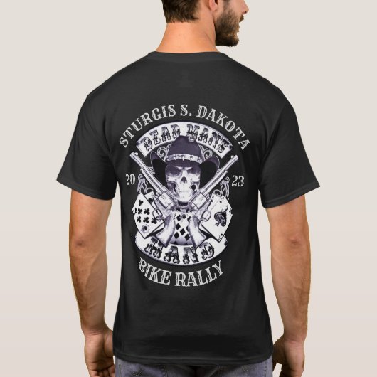 Sturgis Bike Kundgebung 2023 Dead Mans Hand Cowboy T-Shirt (Rückseite)
