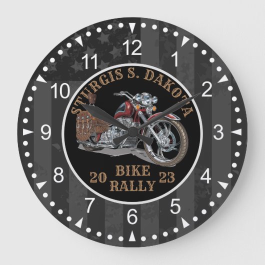 Sturgis Bike Kundgebung 2023 Motorrad Große Wanduhr (Vorderseite)