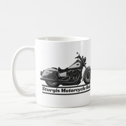 Sturgis Motorrad Kundgebung Schwarz-Weiß-Biker Kaffeetasse (Links)