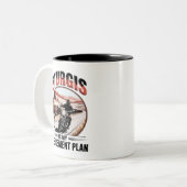 Sturgis SD Motorradfahrer-Rentplan Zweifarbige Tasse (Vorderseite Links)