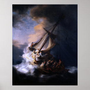 Sturm am Meer von Galiläa durch Rembrandt van Rij Poster