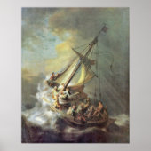 Sturm am Meer von Galiläa durch Rembrandt van Rijn Poster (Vorne)