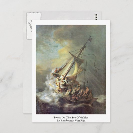 Sturm am Meer von Galiläa durch Rembrandt Van Rijn Postkarte (Vorne/Hinten)