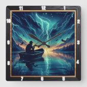 Sturm am See Quadratische Wanduhr (Vorderseite)