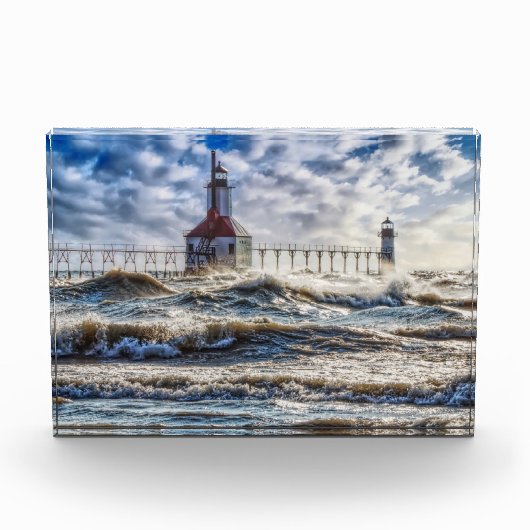 Sturm am St. Joseph-Leuchtturm Fotoblock (Vorderseite)