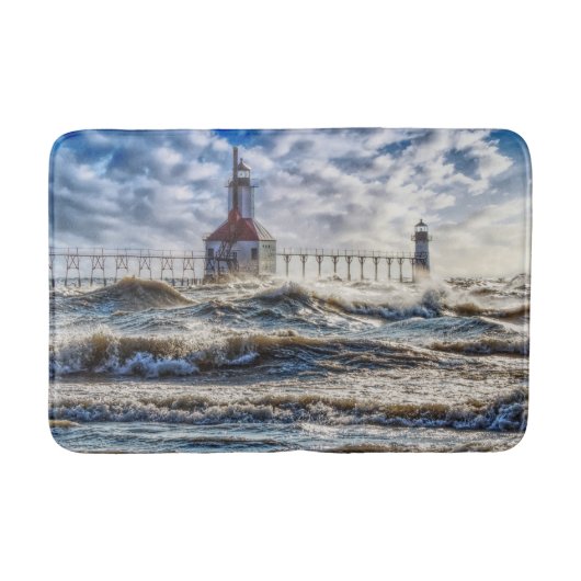 Sturm am St Joseph Lighthouse Badematte (Vorderseite)