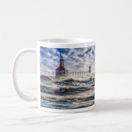 Sturm am St Joseph Lighthouse Kaffeetasse (Links)