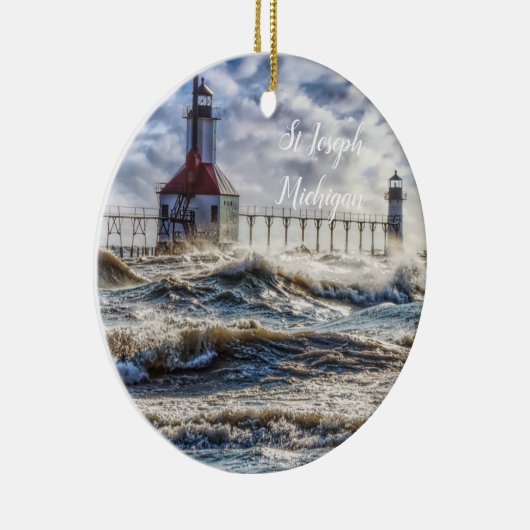 Sturm am St Joseph Lighthouse Keramik Ornament (Rechts)