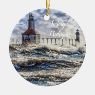 Sturm am St Joseph Lighthouse Keramik Ornament