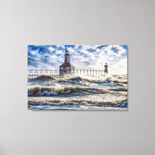 Sturm am St Joseph Lighthouse Leinwanddruck (Vorderseite)