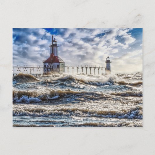 Sturm am St Joseph Lighthouse Postkarte (Vorderseite)