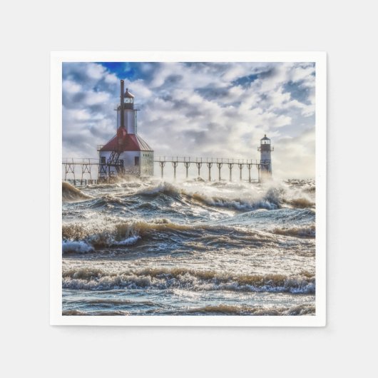 Sturm am St Joseph Lighthouse Serviette (Vorderseite)