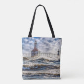 Sturm am St Joseph Lighthouse Tasche (Rückseite)