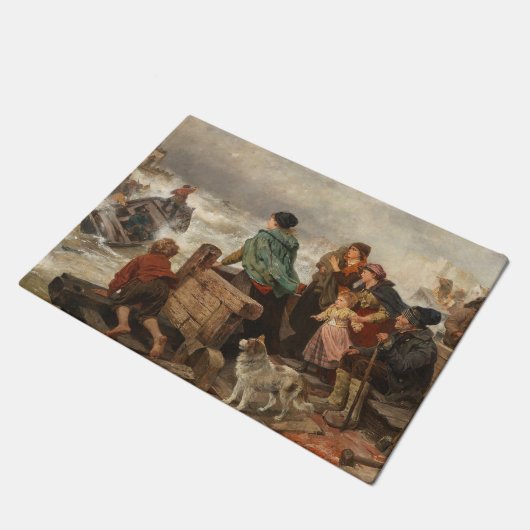 Sturm an der Küste (von Rudolf Jordan) Fußmatte (Schrägansicht)