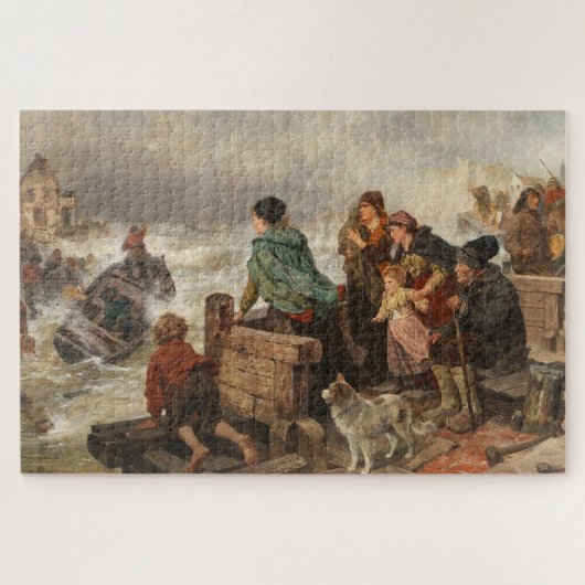 Sturm an der Küste (von Rudolf Jordan) Puzzle (Horizontal)