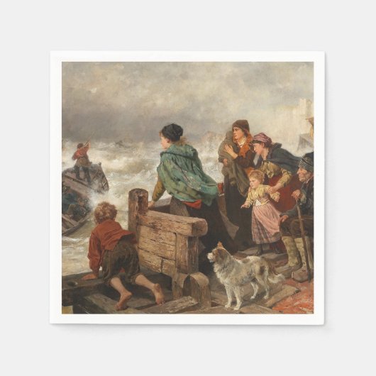 Sturm an der Küste (von Rudolf Jordan) Serviette (Vorderseite)