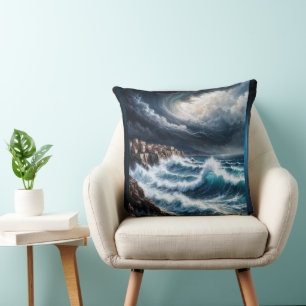 Sturm an der Mittelmeerküste Kunst von Xendor7 Kissen