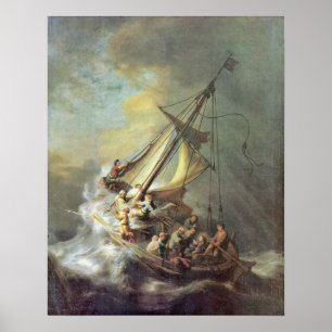 Sturm auf dem Meer von Galiläa durch Rembrandt Van Poster