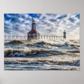 Sturm auf St Joseph Lighthouse Poster (Vorne)