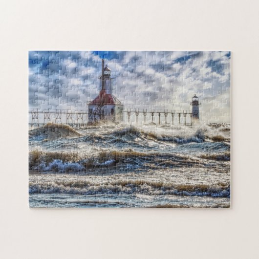 Sturm bei S Joseph Lighthouse Puzzle (Horizontal)