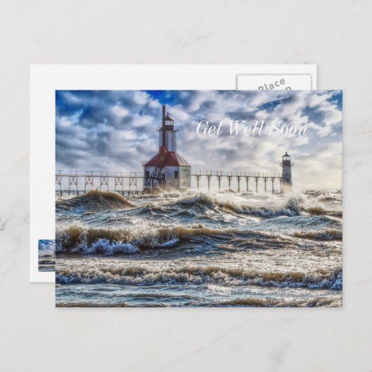 Sturm bei St Joseph LighthousHoch bald wieder gut  Postkarte (Vorne/Hinten)