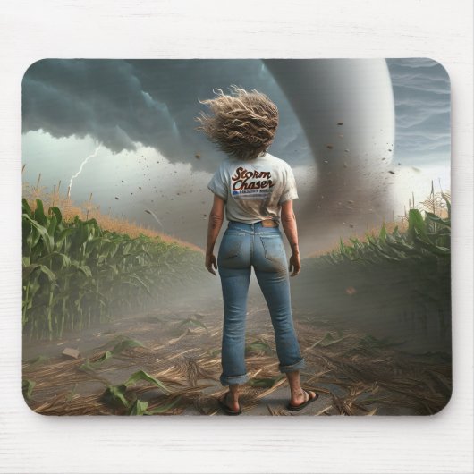 Sturm Chaser Frau sieht einen Tornado Mousepad (Vorne)