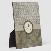 Sturm-graues Feder-Muster mit Monogramm Fotoplatte (Seite)