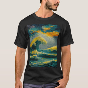Sturm im Ozean, Ölfarbe. T-Shirt