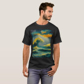 Sturm im Ozean, Ölfarbe. T-Shirt (Vorne ganz)