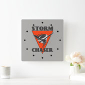 Sturm-Jäger-Tornado und rotes Dreieck Quadratische Wanduhr (Zuhause)