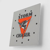 Sturm-Jäger-Tornado und rotes Dreieck Quadratische Wanduhr (Winkel)