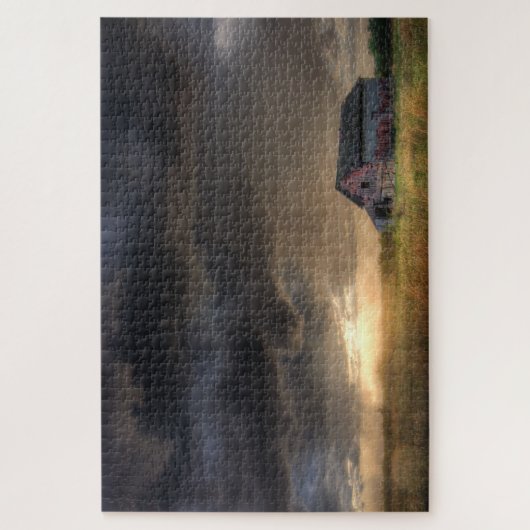 Sturm nähert sich einem Stall in Elch Landkreis Ka Puzzle (Vertikal)