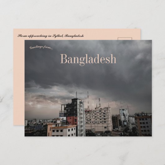Sturm nähert sich in Sylhet Bangladesch Postkarte (Vorne/Hinten)