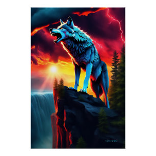 Sturm Sentinel. Furchtloser Wolf schnarcht am Stur Poster