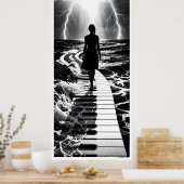 Sturm-Sonate auf dem monochromen Meer Poster (Küche)