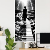 Sturm-Sonate auf dem monochromen Meer Poster (Heimbüro)