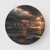 Sturm - Tiefe Gewässer Runde Wanduhr (Vorderseite)