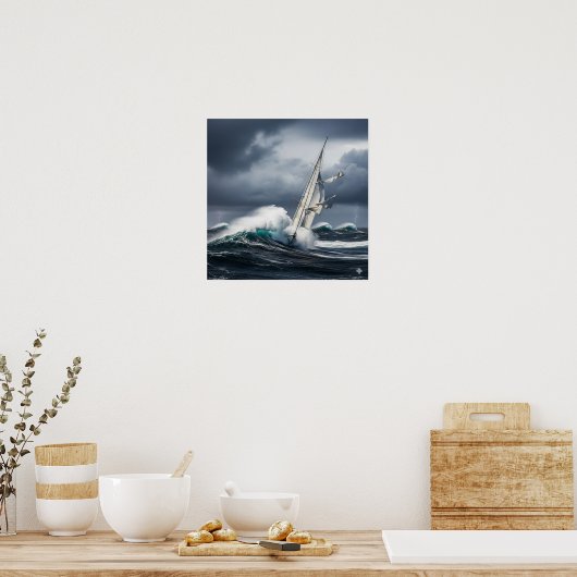 Sturm-Tossed Sailboat Poster (Küche)